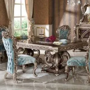 European solid wood carved dining table