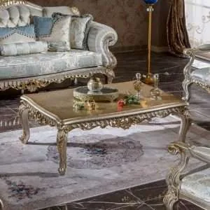 European style old craft rectangular coffee table