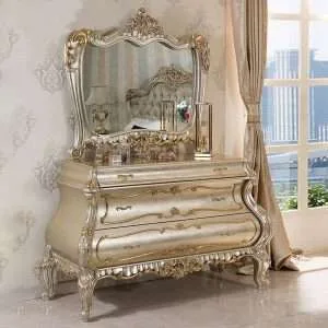 European style solid wood carved chest of drawers