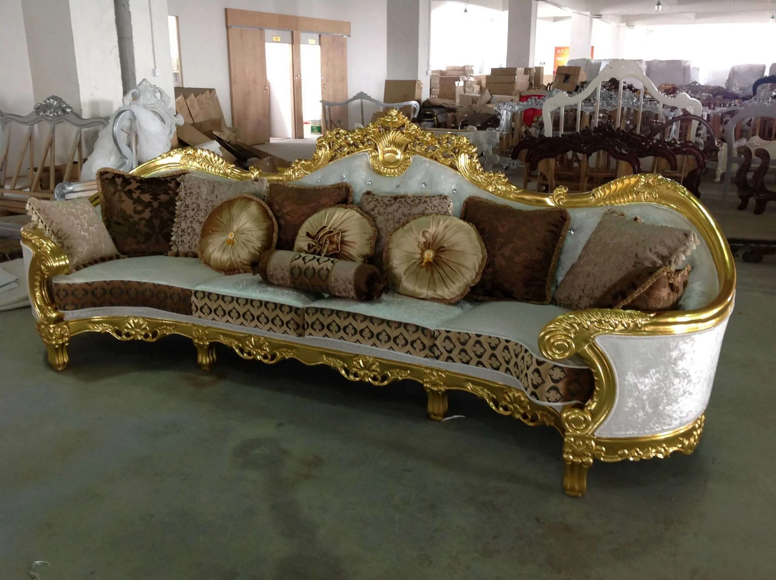 Luxury golden five seater sofa
