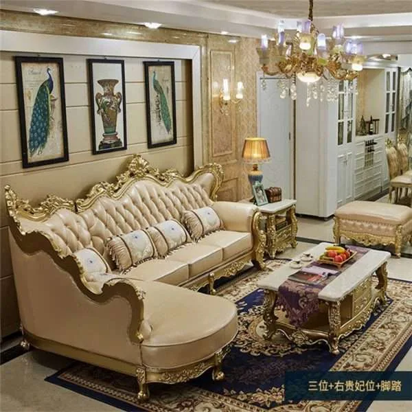 Luxury golden L shape sofa set - Image 6