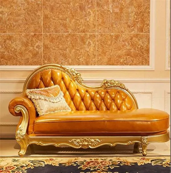 Luxury orange leather sofa set