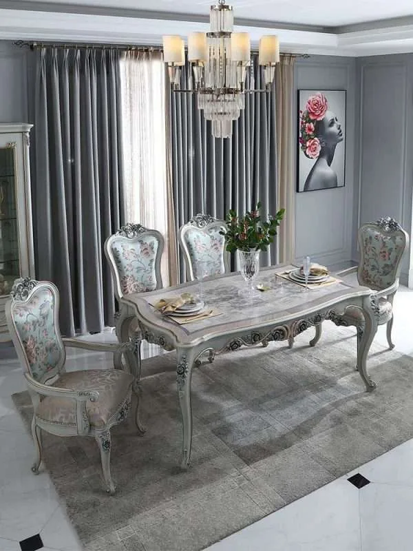 Luxury French villa dining table and chair