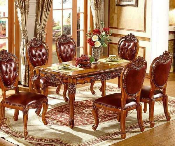 OE-FASHION Luxury round antique dining table set as127