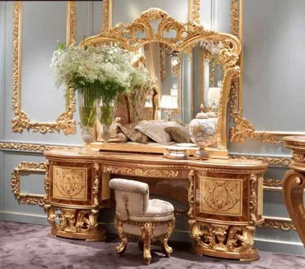 Luxury gold vanity with mirror