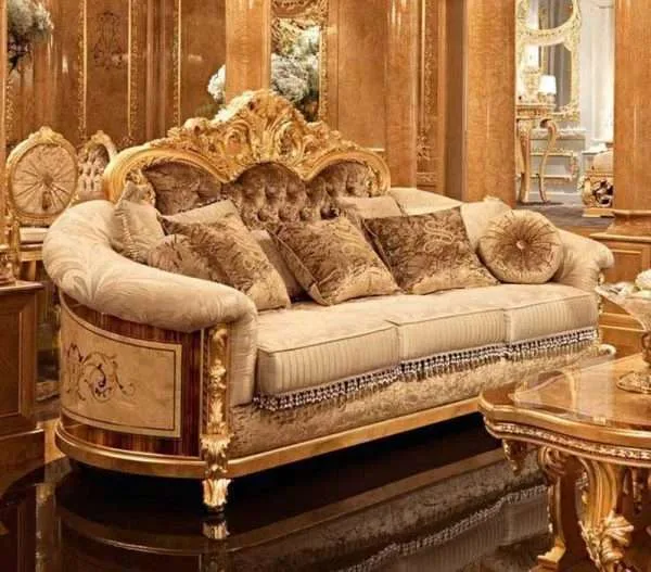 Luxury golden three seater sofa