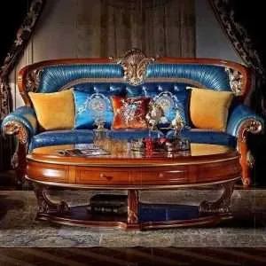 Luxury antique and blue sofa set