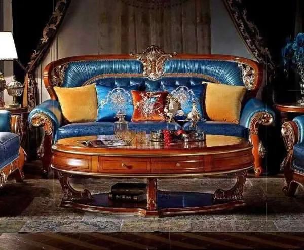 Luxury antique and blue sofa set