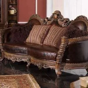 Luxury three seater brown leather sofa