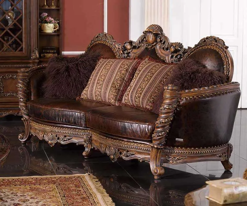Luxury three seater brown leather sofa