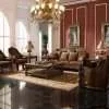 Luxury brown leather sofa set
