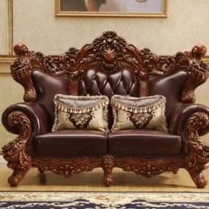 Luxury antique two seater leather sofa