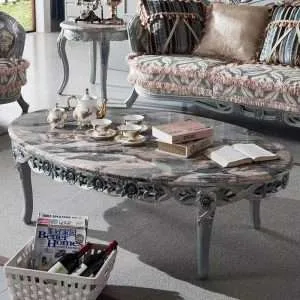 Luxury grey oval coffee table