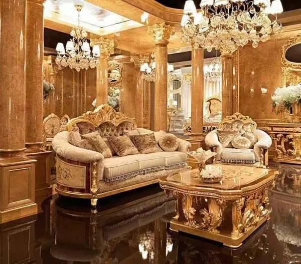 Luxury golden italian sofa set