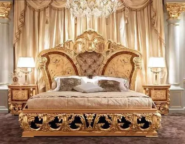 Luxury golden italian bedroom set