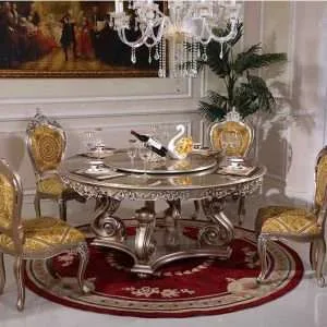Luxury European gold dining room table set