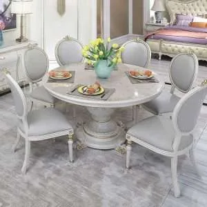 Luxury white round dining table set