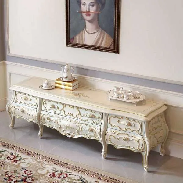 Luxury wooden white vintage TV sideboard - Image 5