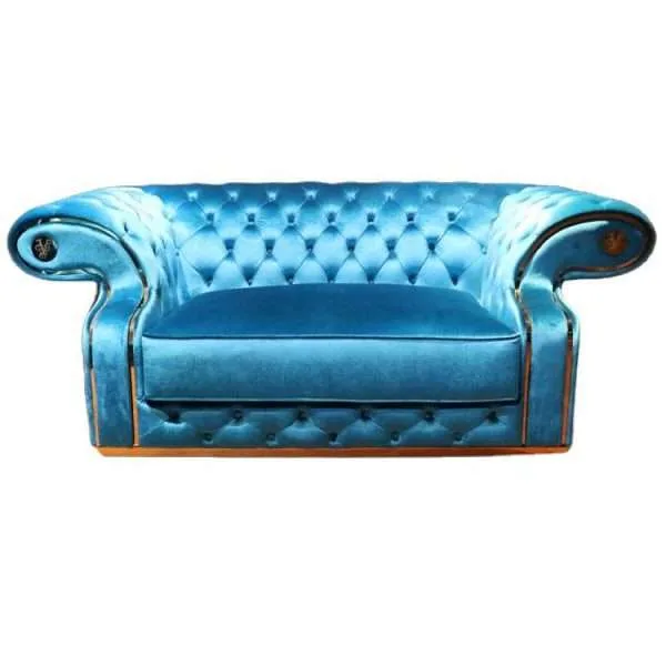Luxury french navy blue button tufted sofa