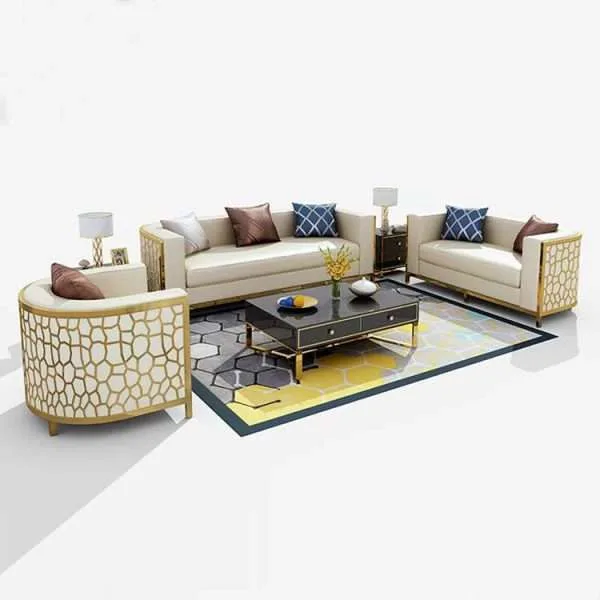 Luxury golden stainless steel sofa set - Image 2