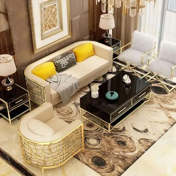 Luxury golden stainless steel sofa set - Image 3