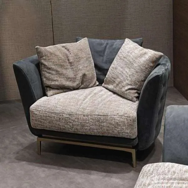 Luxury grey microfiber leather sofa