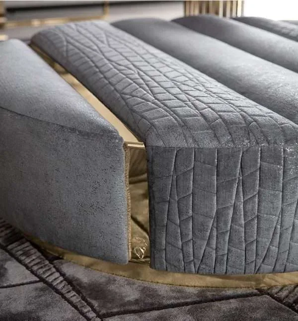 Luxury italy L shape grey velvet sofa set - Image 6