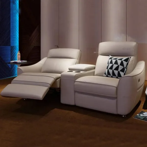 Luxury cream cinema recliner sofa