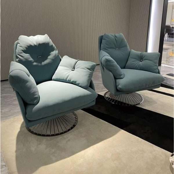 Luxury single seat sky blue sofa set 5117