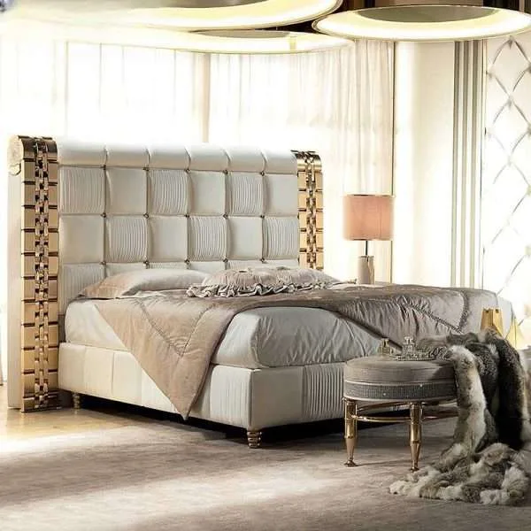 Modern luxury king size bed with headboard, Custom Tufted Upholstered Platform Bed 