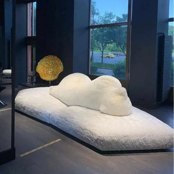 Luxury Modern Cloudy Polar Bear Sofa, Cloud Fabric Special Design 4-Seater Sofa, A Soft and Cozy Addition to Your Home Decor