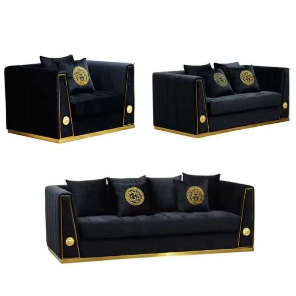 Luxury Black Golden Velvet Upholstery sofa