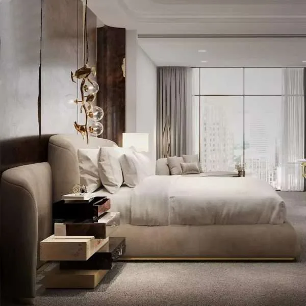 luxury wooden upholstered bed furniture - Image 2
