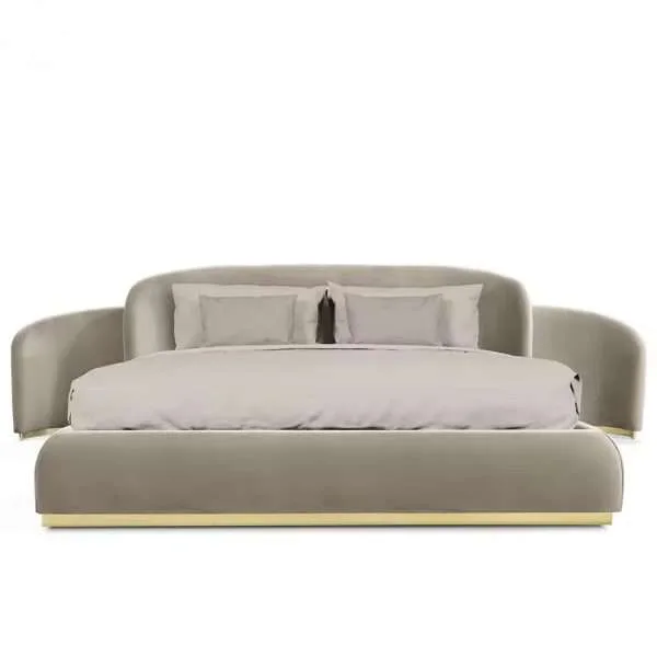 luxury wooden upholstered bed furniture - Image 3