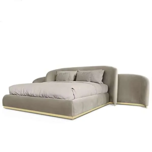 luxury wooden upholstered bed furniture - Image 4