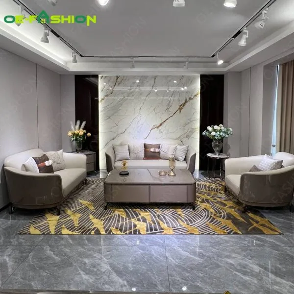 Luxury modern fabric sofa with chaise lounge