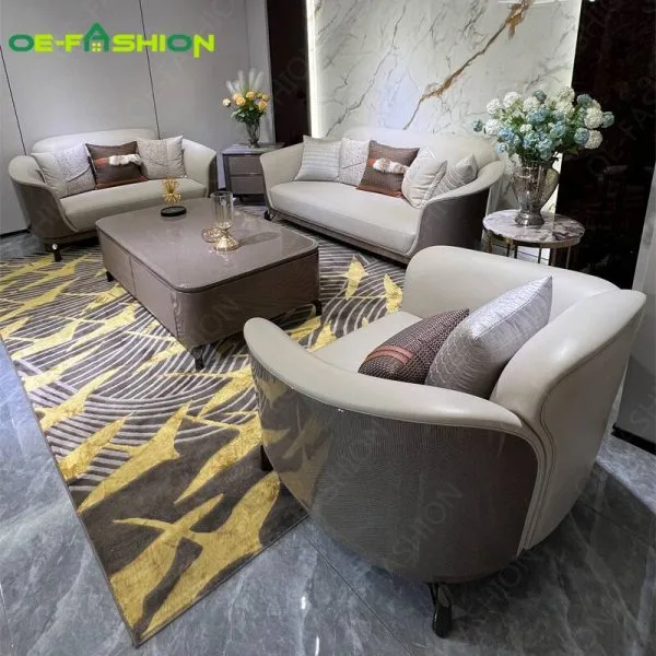 Luxury modern fabric sofa with chaise lounge