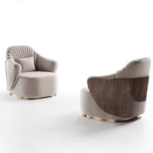 Luxury wood veneer leisure chair