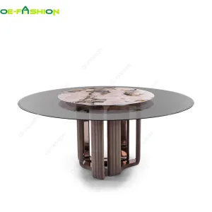 Luxury round glass dining table